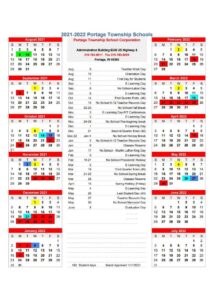 Portage Township School Calendar 2021 2022 1 pdf