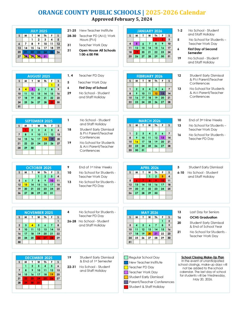 Orange County Public Schools Calendar 2025
